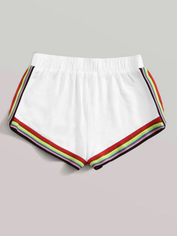 Fashion Rainbow edges Shorts Women&apos;s Summer  Patchwork High Waist Shorts Street wear ShortsBottom