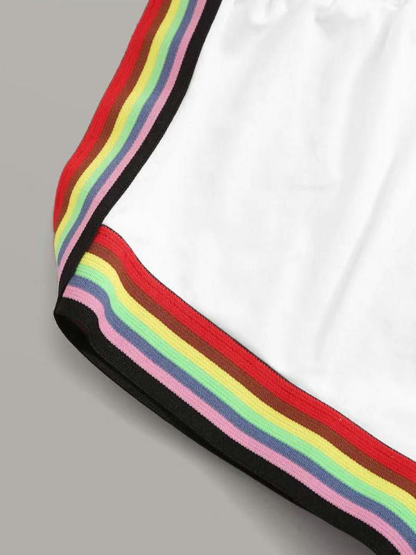 Fashion Rainbow edges Shorts Women&apos;s Summer  Patchwork High Waist Shorts Street wear ShortsBottom
