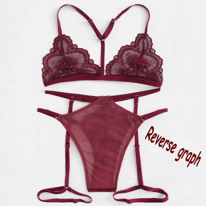 2019 Hot Style Split Transparent Sexy Lingerie With Lace and garters Two-piece Suit