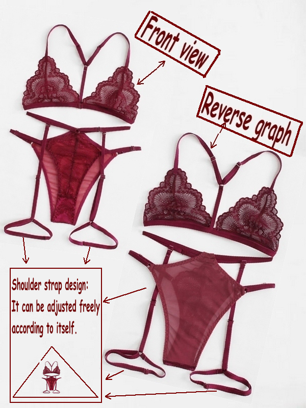 2019 Hot Style Split Transparent Sexy Lingerie With Lace and garters Two-piece Suit