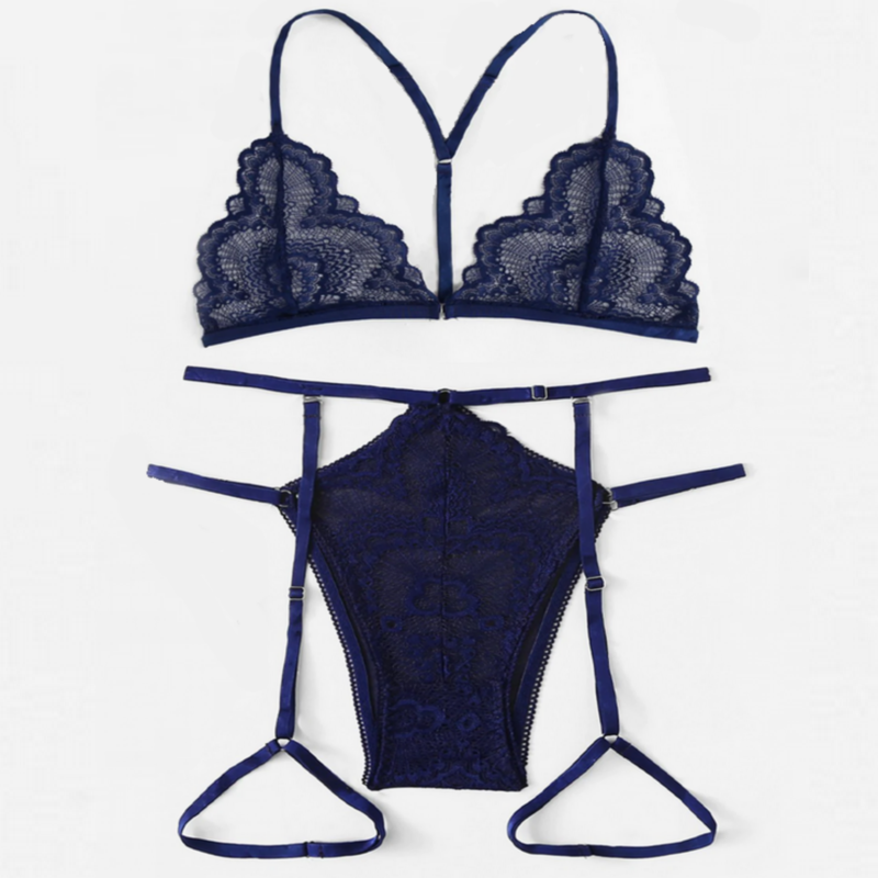 2019 Hot Style Split Transparent Sexy Lingerie With Lace and garters Two-piece Suit