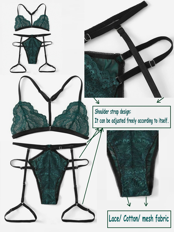 2019 Hot Style Split Transparent Sexy Lingerie With Lace and garters Two-piece Suit