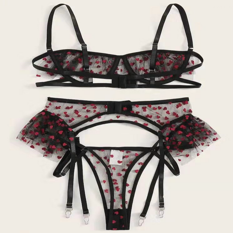 Sexy Lingerie See through mesh  Women Sexy mesh Transparent Lingerie Set