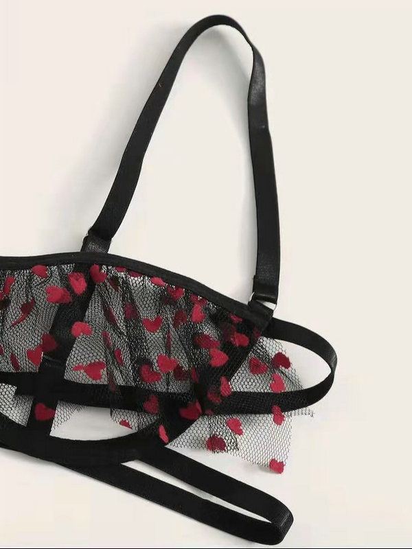 Sexy Lingerie See through mesh  Women Sexy mesh Transparent Lingerie Set