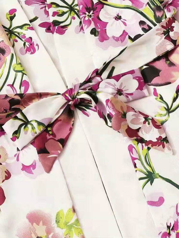 Three piece printing household clothes simulated silk Sleepwear lingerie shorts Three piece suit