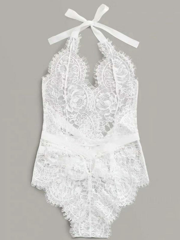 Girl One Piece Teddies Female Sexy Lace V Neck Slimming Ladies Sleeveless Lingerie Outfit