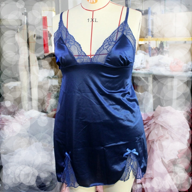 Women New Fashion Sling V Neck Plus SizeSexy Silk Satin Sleeveless Elegant Sleep Dress