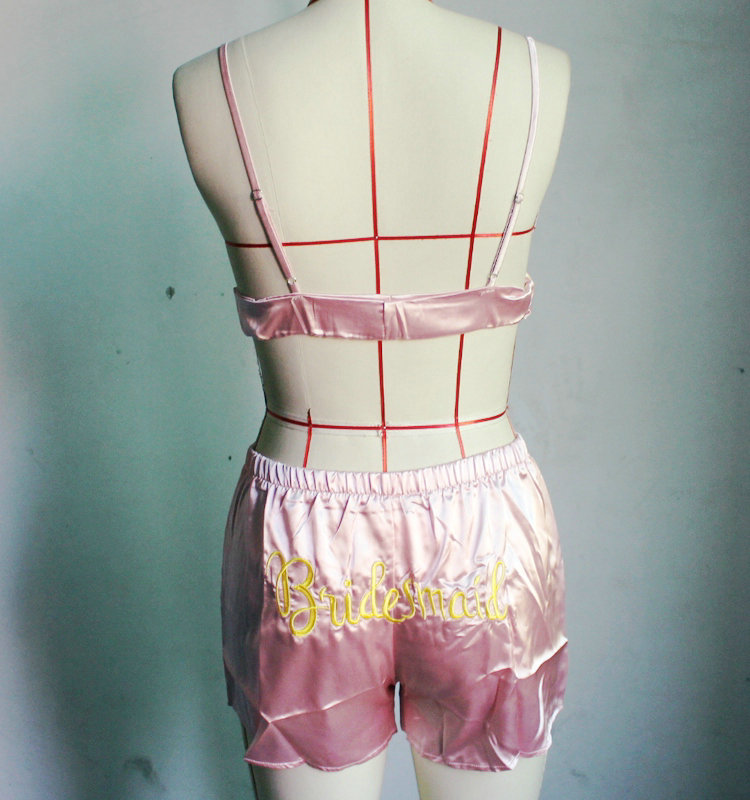 Sexy silk pajamas female summer sexy silk Lingerie  shorts two-piece set