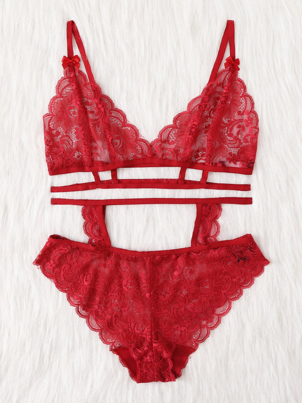 Sexy lace lingerie set lace hollow out front open back fancy ladies sexy lace lingerie sets