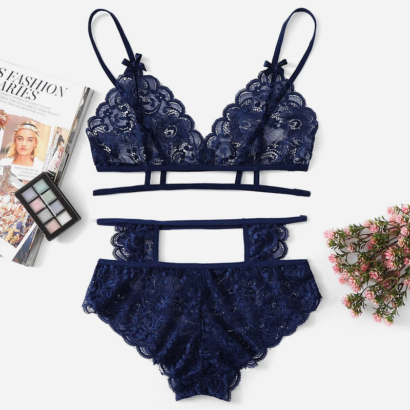 Sexy lace lingerie set lace hollow out front open back fancy ladies sexy lace lingerie sets