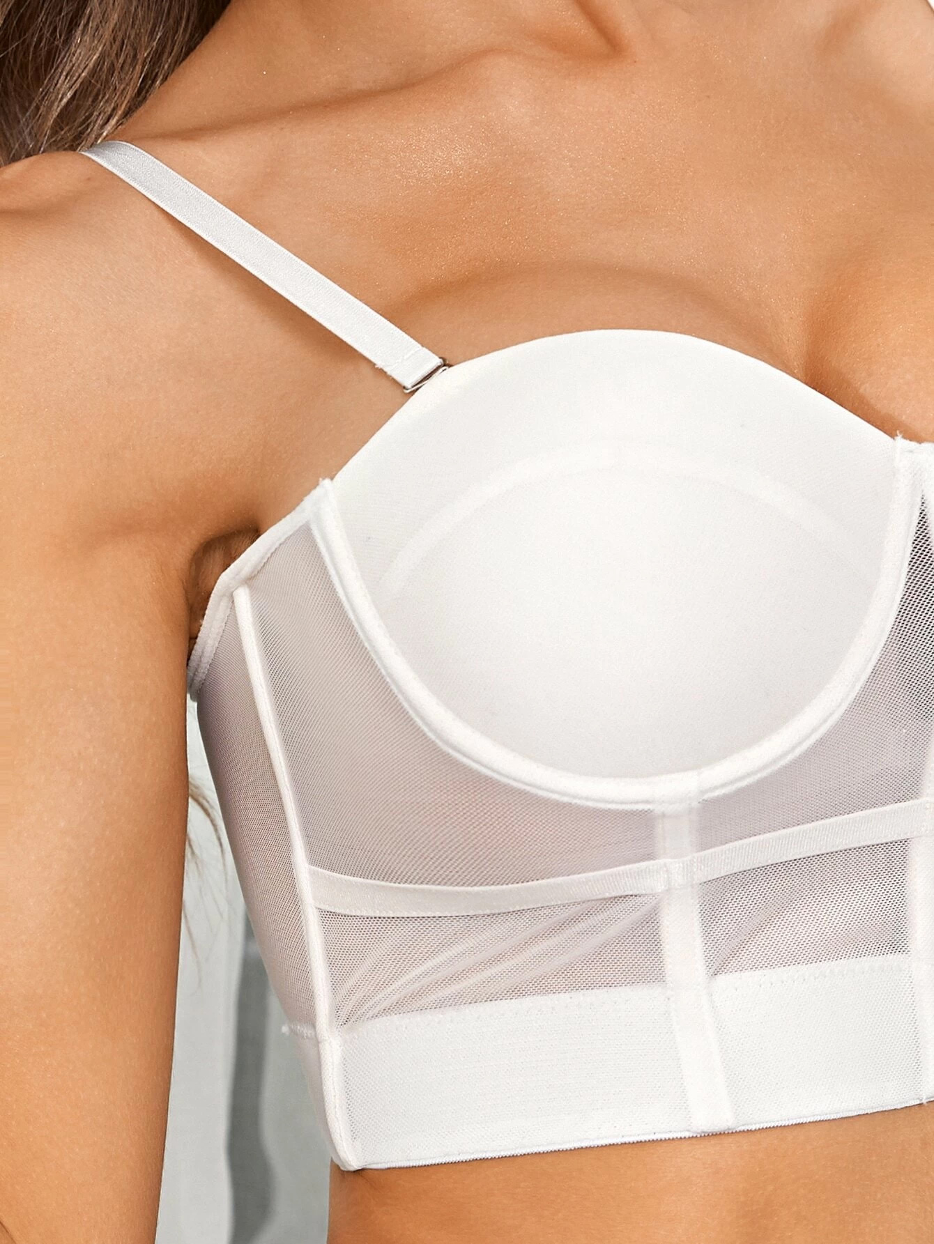 Fashion sexy sleeveless top multi color tight gathering Mesh Longline Underwire Bra