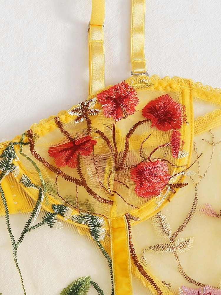 Wholesale new women&apos;s suspenders sexy mesh transparent embroidery bodysuits