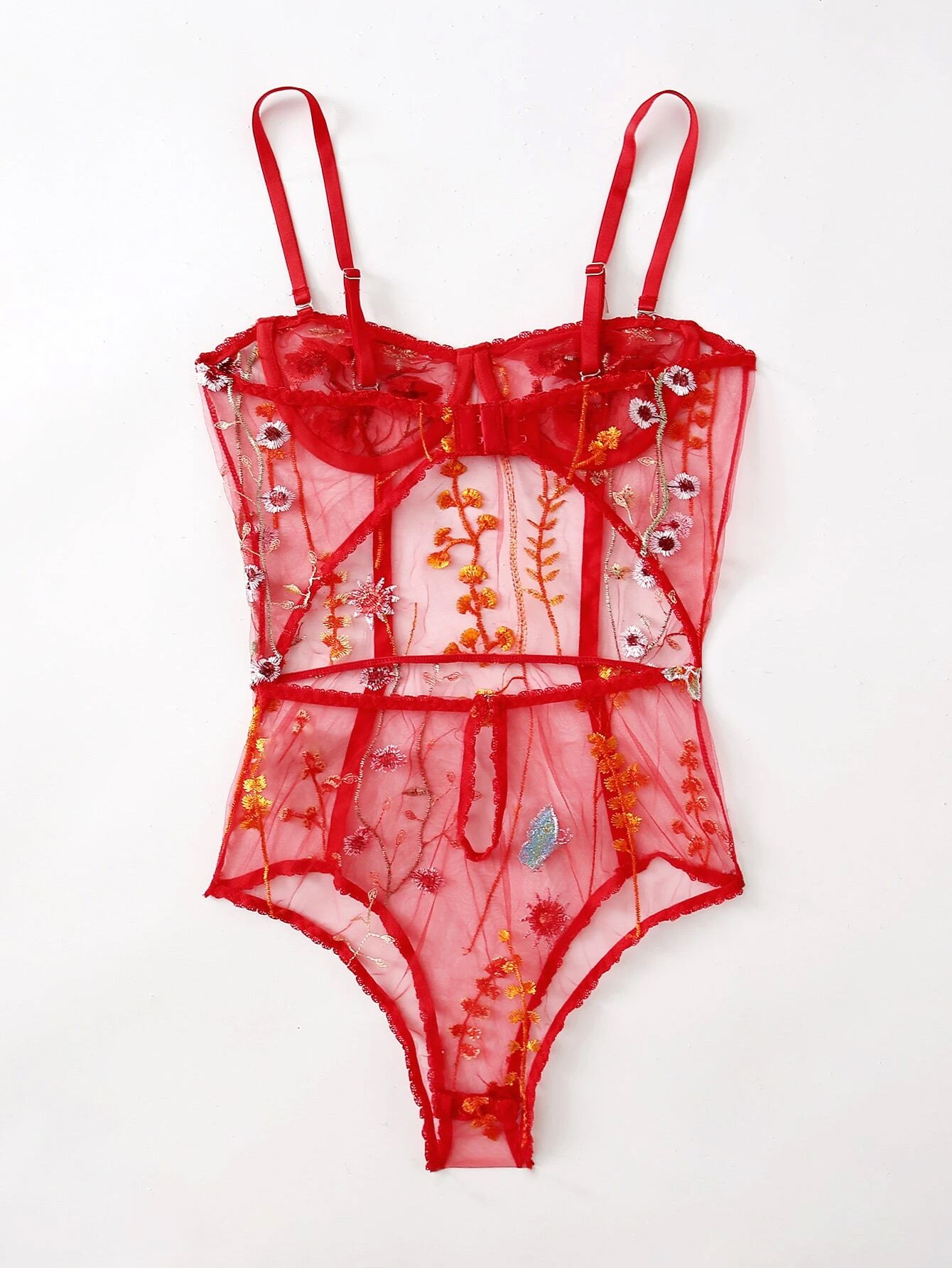 Wholesale new women&apos;s suspenders sexy mesh transparent embroidery bodysuits