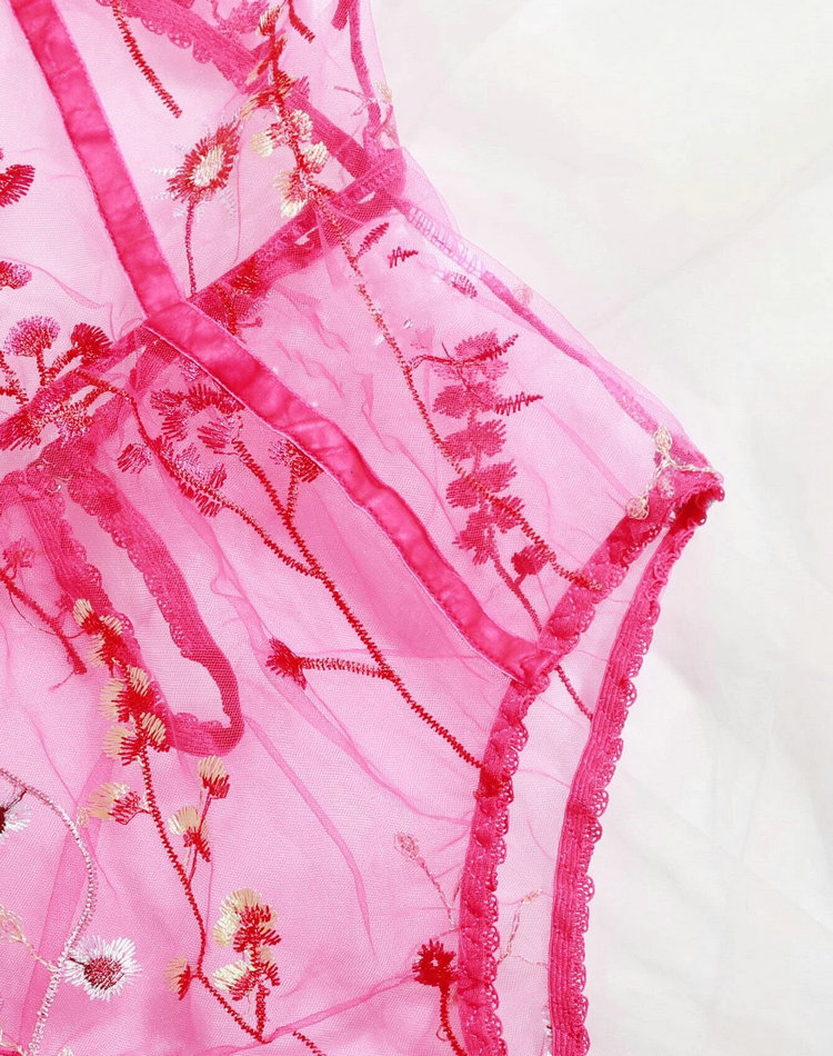 Wholesale new women&apos;s suspenders sexy mesh transparent embroidery bodysuits