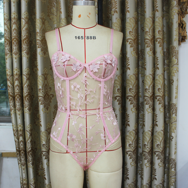 European and American Style Sexy suspender mesh Butterfly Embroidery Bodysuits