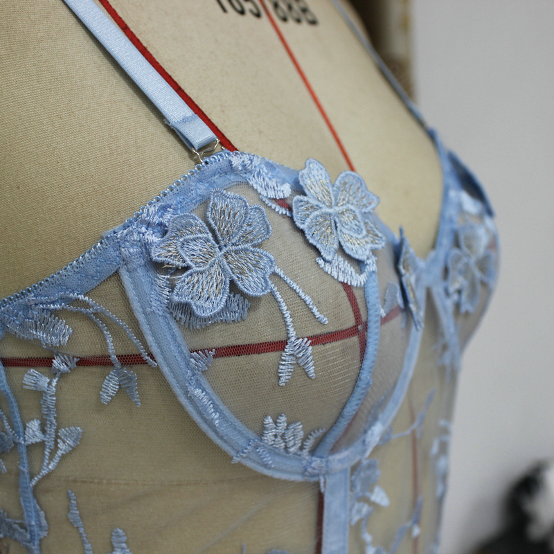 European and American Style Sexy suspender mesh Butterfly Embroidery Bodysuits