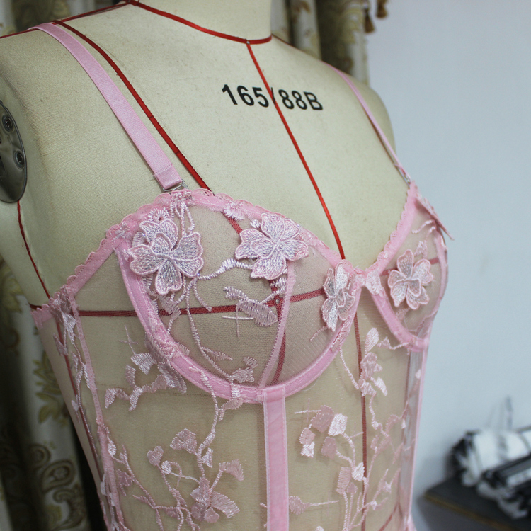 European and American Style Sexy suspender mesh Butterfly Embroidery Bodysuits