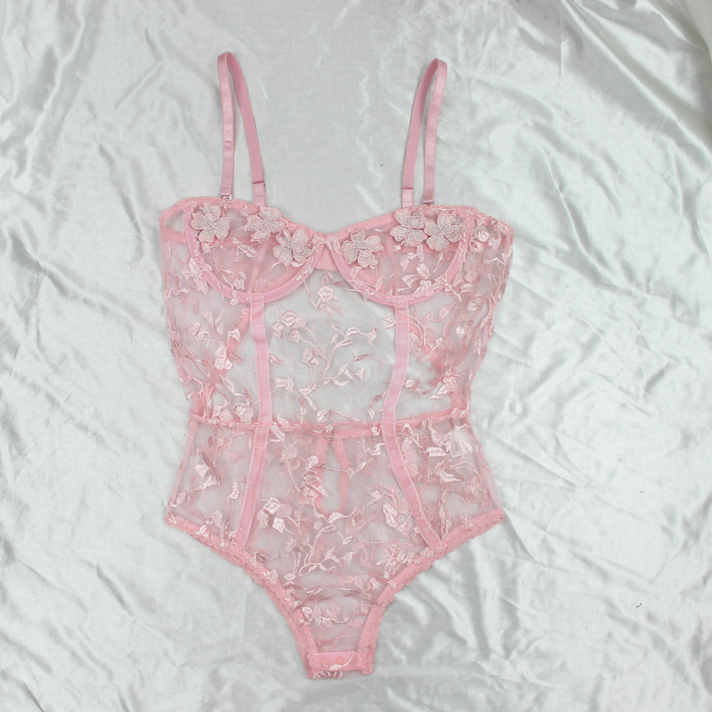 European and American Style Sexy suspender mesh Butterfly Embroidery Bodysuits