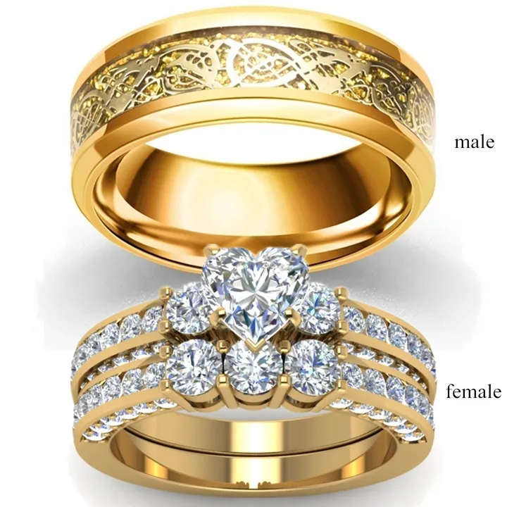 Details about   Ring Wedding Ring Friendship Rings Partner Ring Engagement Ring Steel Gold