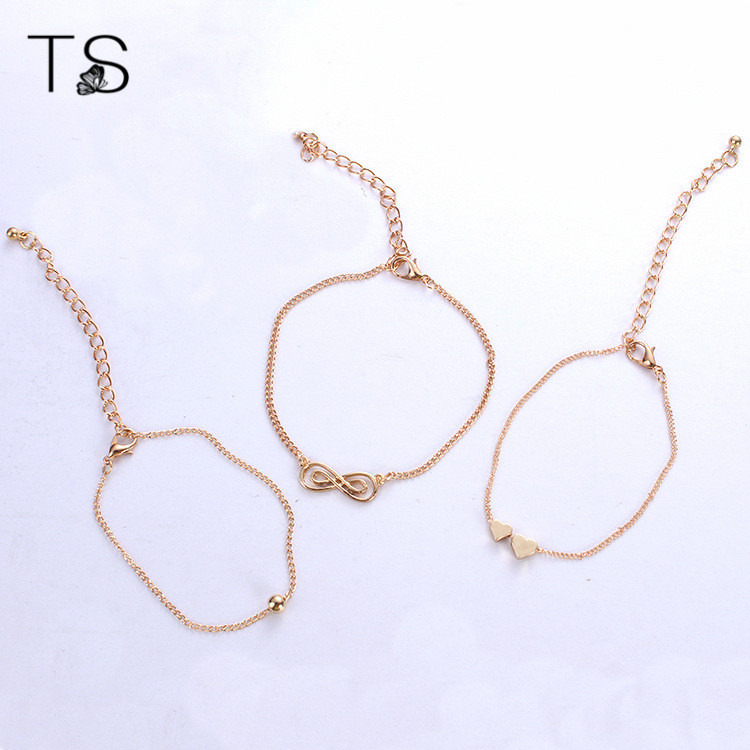 Bracelet Set European Style Fashionable Temperament 8 Words Love Bracelet Women 6 Pieces of Anklets