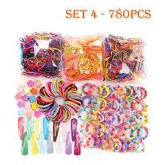 Hair Clips for Girls, 130pcs/780pcs Lovely Snap Hair Clips Barrettes for Kids Teens Women, Cute Candy Color Cartoon Design Hair Pins Without Box as picture 780pcs