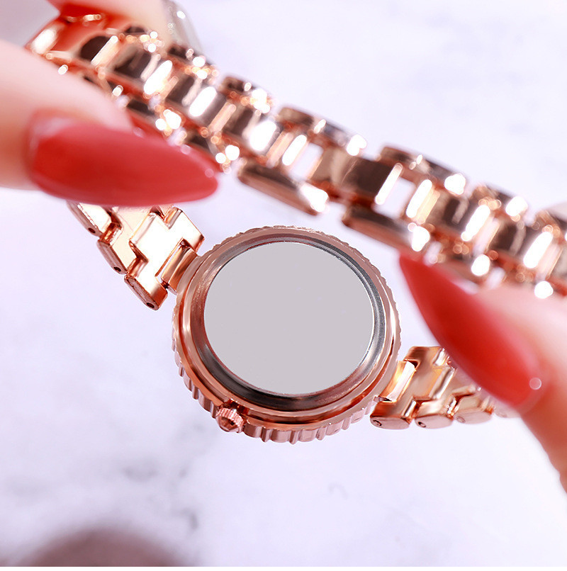 Women's Premium Crystal-Accented Bangle Watch and Bracelet Set Womens Watch Gifts Set with Bracelet Rose Gold Earrings Necklaces Rings for Lady Female Minimalist Simple Slim Thin Casual Quartz Wrist W