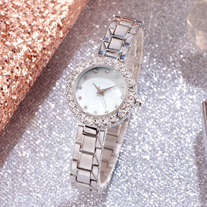 Women's Premium Crystal-Accented Bangle Watch and Bracelet Set Womens Watch Gifts Set with Bracelet Rose Gold Earrings Necklaces Rings for Lady Female Minimalist Simple Slim Thin Casual Quartz Wrist W
