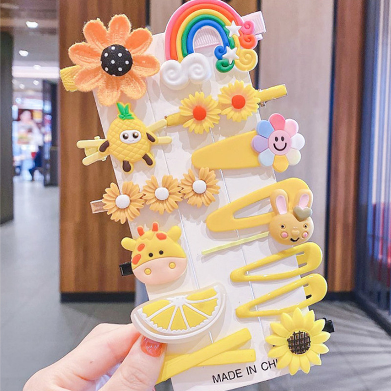 Sweet Hair Clips for Girls, Cute Candy Color Cartoon Design Hair Pins Assorted Colors Hair Clips Hair Barrettes Kawaii Hair Accessories(Pink Yellow Purple Green Blue)