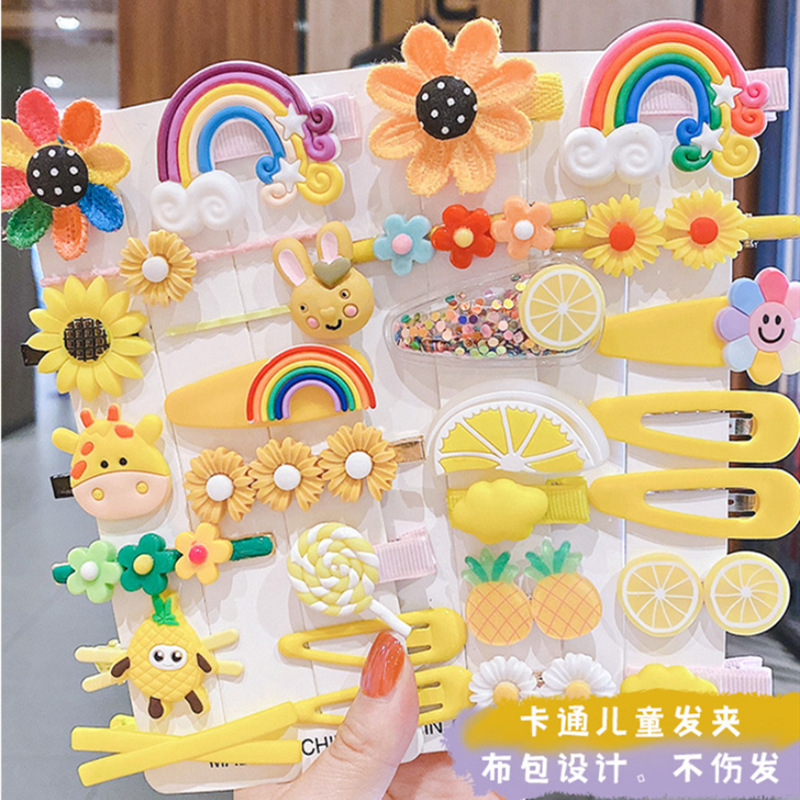 Sweet Hair Clips for Girls, Cute Candy Color Cartoon Design Hair Pins Assorted Colors Hair Clips Hair Barrettes Kawaii Hair Accessories(Pink Yellow Purple Green Blue)