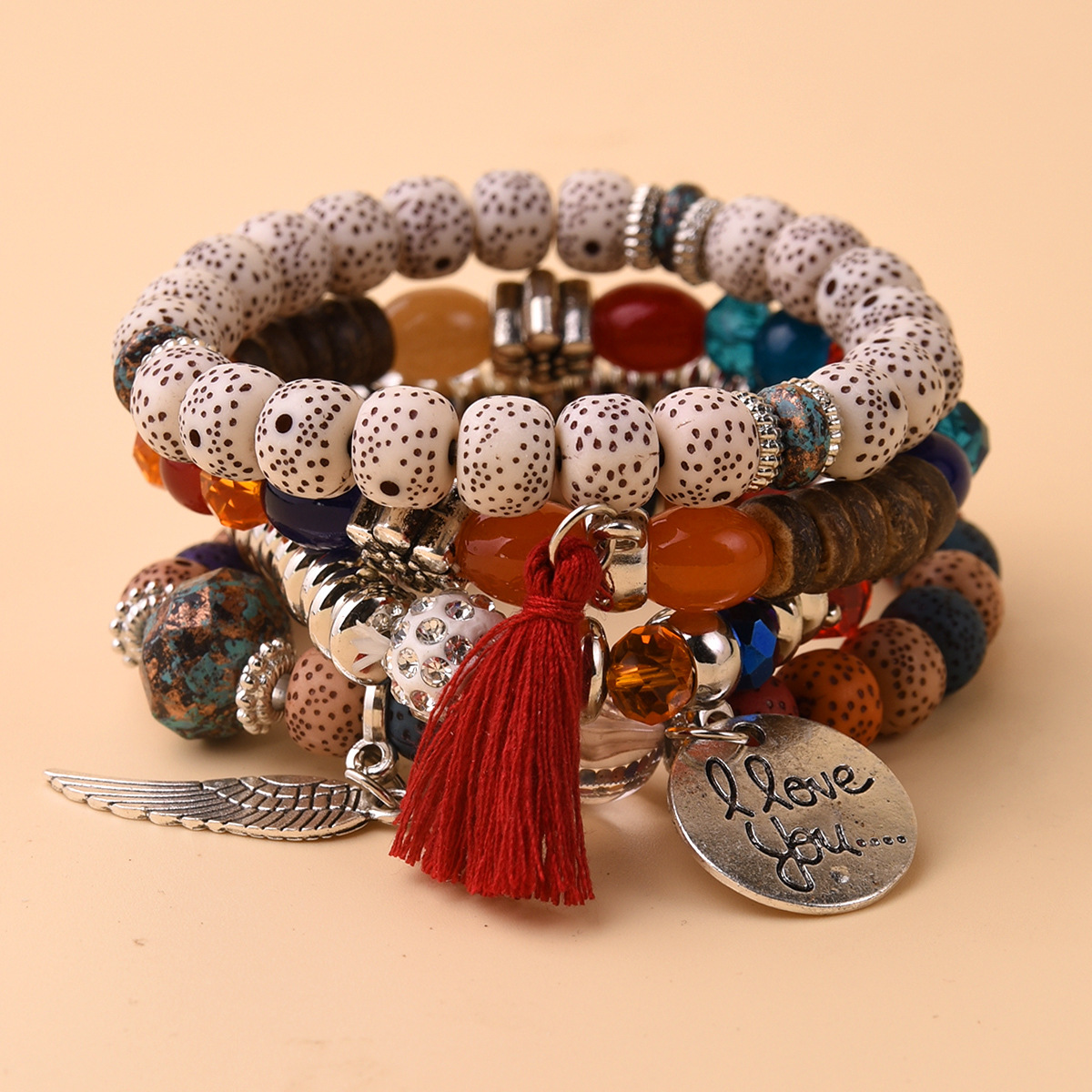 4Pcs/set New Crystal Multi-layer Pearl Bracelets for Women Glaze Alloy Elegant Tassel Girls Hand Chain Stackable Beaded Bangles Sparkly Crystal Anklets for Ladies Gift Jewelry