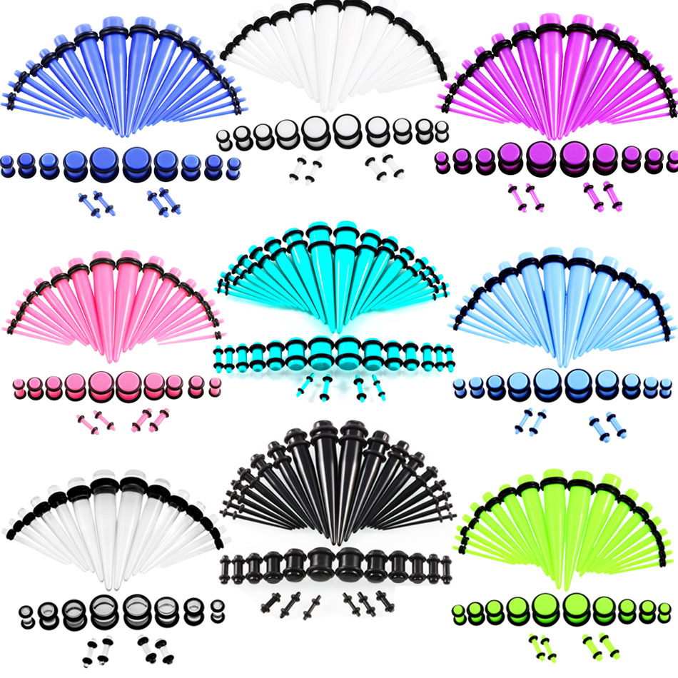 36 Pieces Ear Stretching Kit 14G-00G Acrylic Tapers and Plugs + Silicone Tunnels - Ear Gauges Expander Set Body Piercing Jewelry