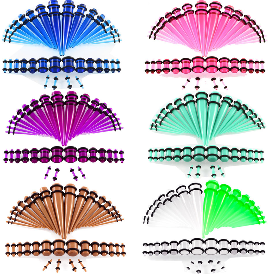 36 Pieces Ear Stretching Kit 14G-00G Acrylic Tapers and Plugs + Silicone Tunnels - Ear Gauges Expander Set Body Piercing Jewelry