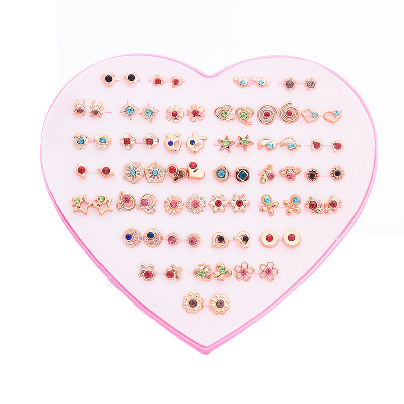 36 Pairs Stud Earrings with Heart Shape Gift Box, Hypoallergenic Earrings for Girls and Women, Colorful Ear Stud Jewelry Set, Multiple Size and Patterns
