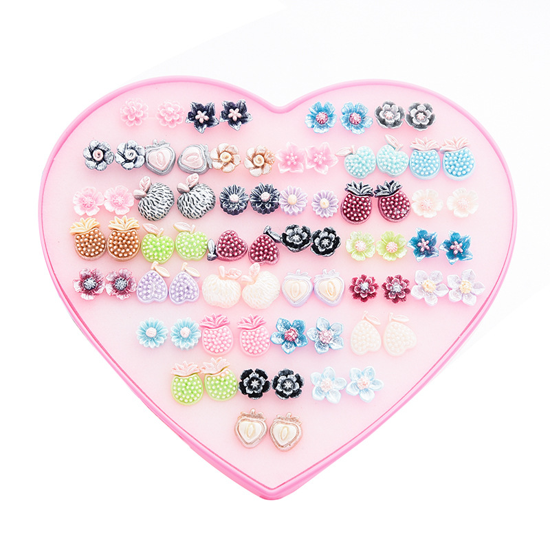 36 Pairs Stud Earrings with Heart Shape Gift Box, Hypoallergenic Earrings for Girls and Women, Colorful Ear Stud Jewelry Set, Multiple Size and Patterns