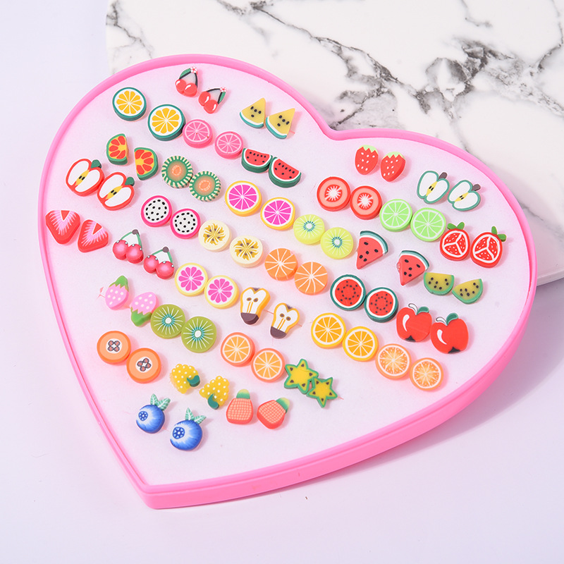 36 Pairs Stud Earrings with Heart Shape Gift Box, Hypoallergenic Earrings for Girls and Women, Colorful Ear Stud Jewelry Set, Multiple Size and Patterns