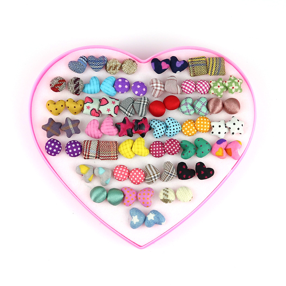 36 Pairs Stud Earrings with Heart Shape Gift Box, Hypoallergenic Earrings for Girls and Women, Colorful Ear Stud Jewelry Set, Multiple Size and Patterns