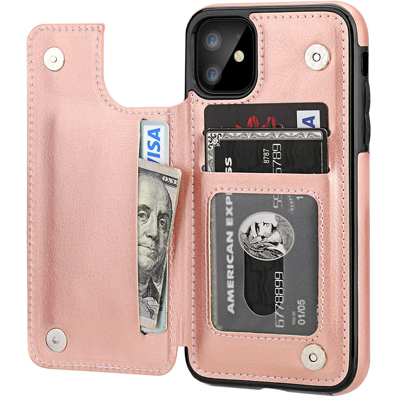iPhone Wallet Case with Card Holder, PU Leather Kickstand Card Slots Case,Double Magnetic Clasp and Durable Shockproof Cover for iPhone 11, iPhone13pro