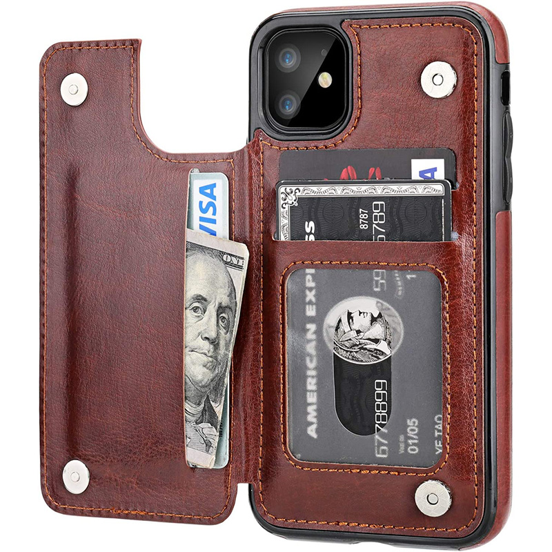 iPhone Wallet Case with Card Holder, PU Leather Kickstand Card Slots Case,Double Magnetic Clasp and Durable Shockproof Cover for iPhone 11, iPhone13pro