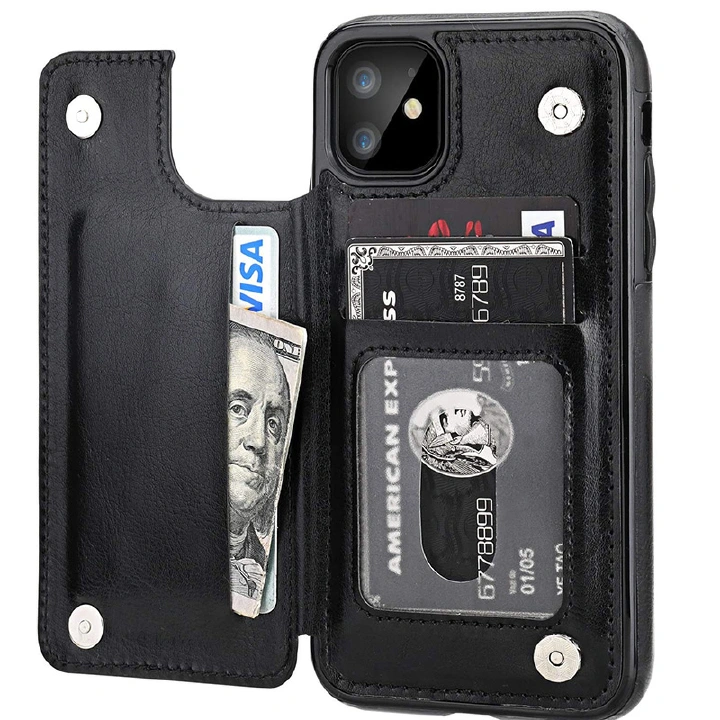 iPhone Wallet Case with Card Holder, PU Leather Kickstand Card Slots Case,Double Magnetic Clasp and Durable Shockproof Cover for iPhone 11, iPhone13pro