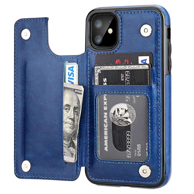 iPhone Wallet Case with Card Holder, PU Leather Kickstand Card Slots Case,Double Magnetic Clasp and Durable Shockproof Cover for iPhone 11, iPhone13pro