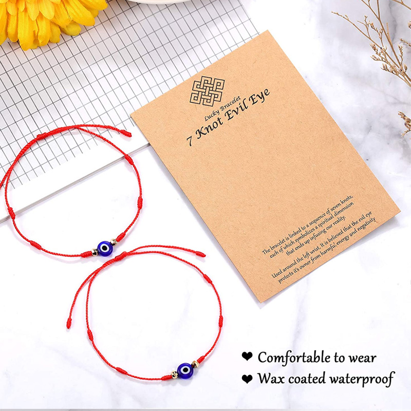 Evil Eye Necklace with Evil Eye Bracelet Set, 2 Pieces Amulet Lucky Bracelets with Card, 2 Pieces Evil Eye Pendant Necklaces Turkish Blue Necklace for Women Men Girls Boys