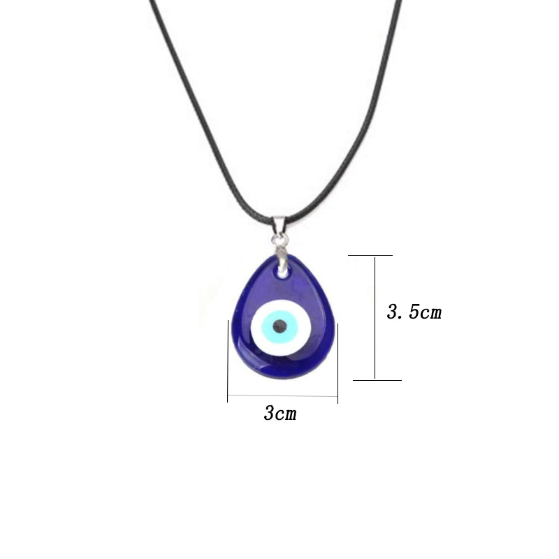 2 pcs Evil Eye Necklace Bracelets, Blue Turkish Glass Leather Rope Evil Eye Necklace for Women Men Lucky Protection Necklace Jewelry
