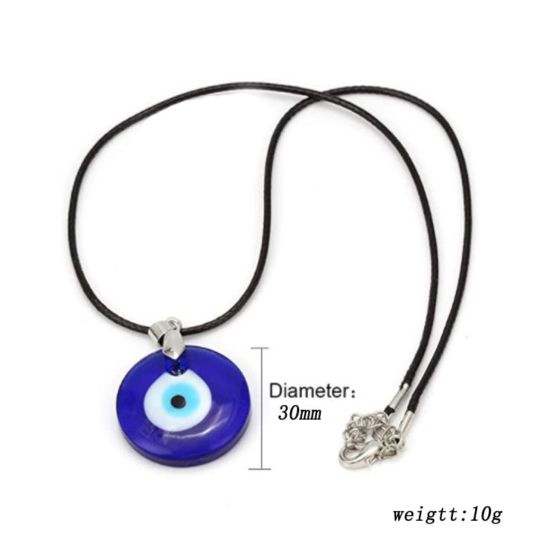 2 pcs Evil Eye Necklace Bracelets, Blue Turkish Glass Leather Rope Evil Eye Necklace for Women Men Lucky Protection Necklace Jewelry