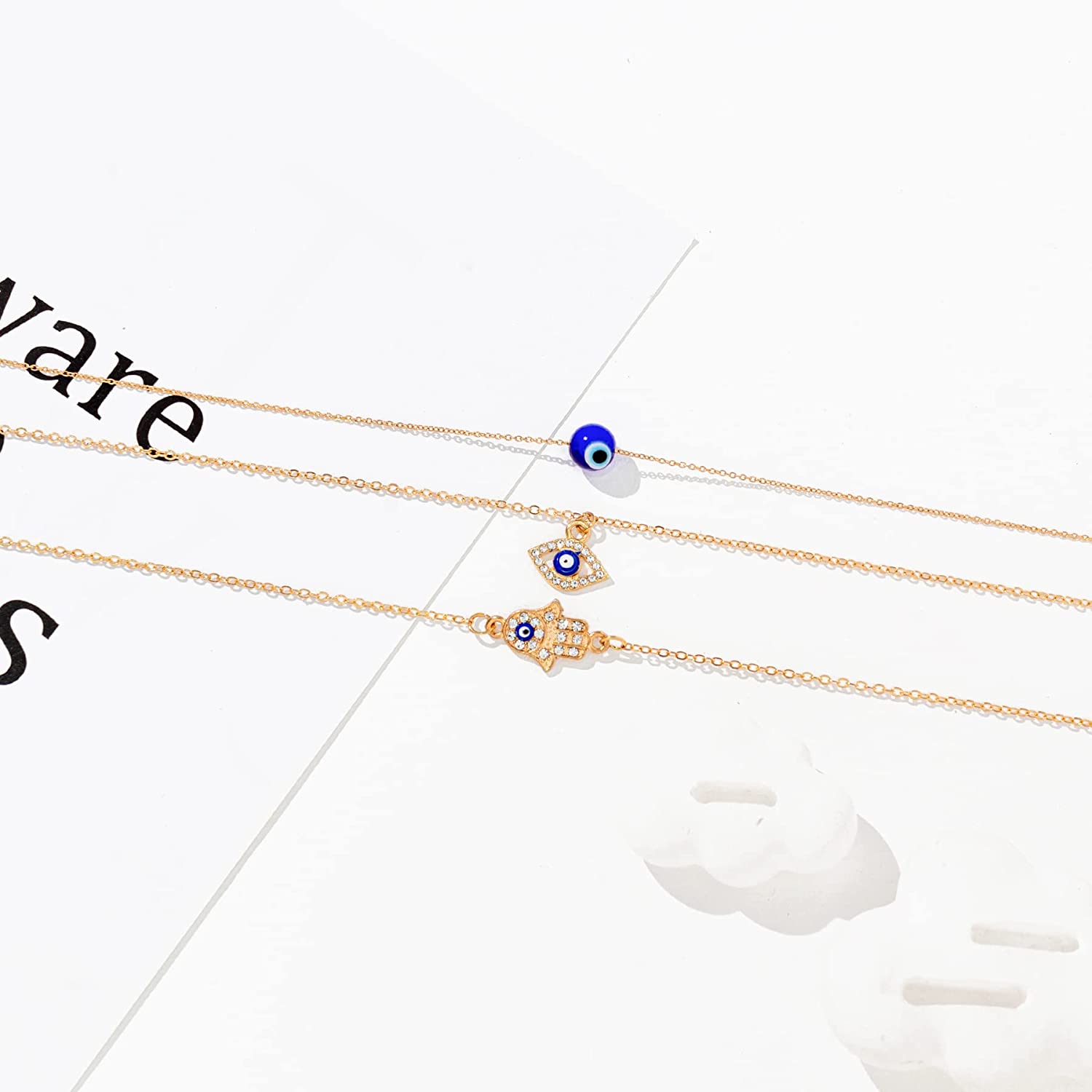 Evil Eye Necklace 3pcs Evil Eye pendant Necklace Set for Women Girls