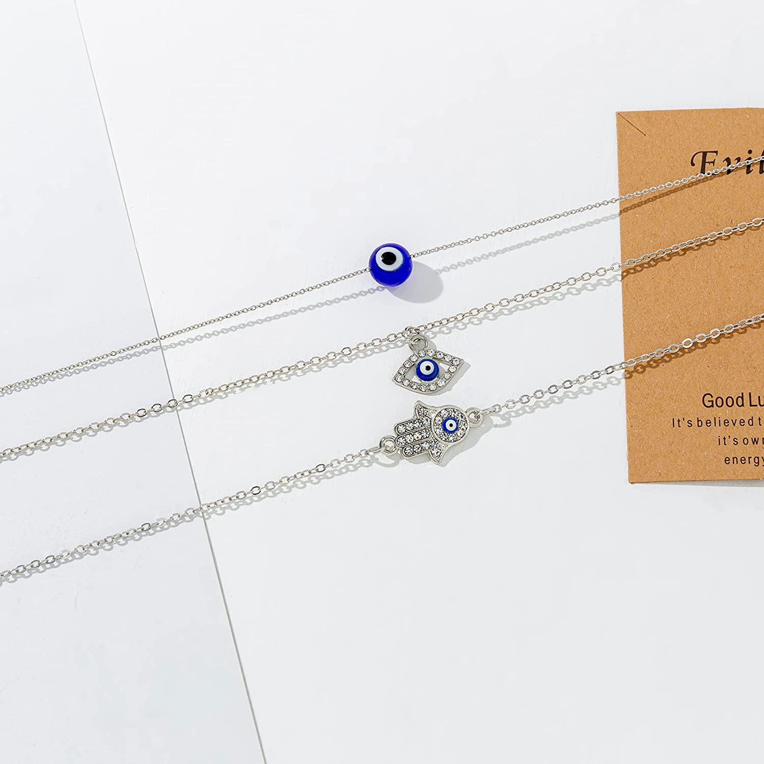 Evil Eye Necklace 3pcs Evil Eye pendant Necklace Set for Women Girls