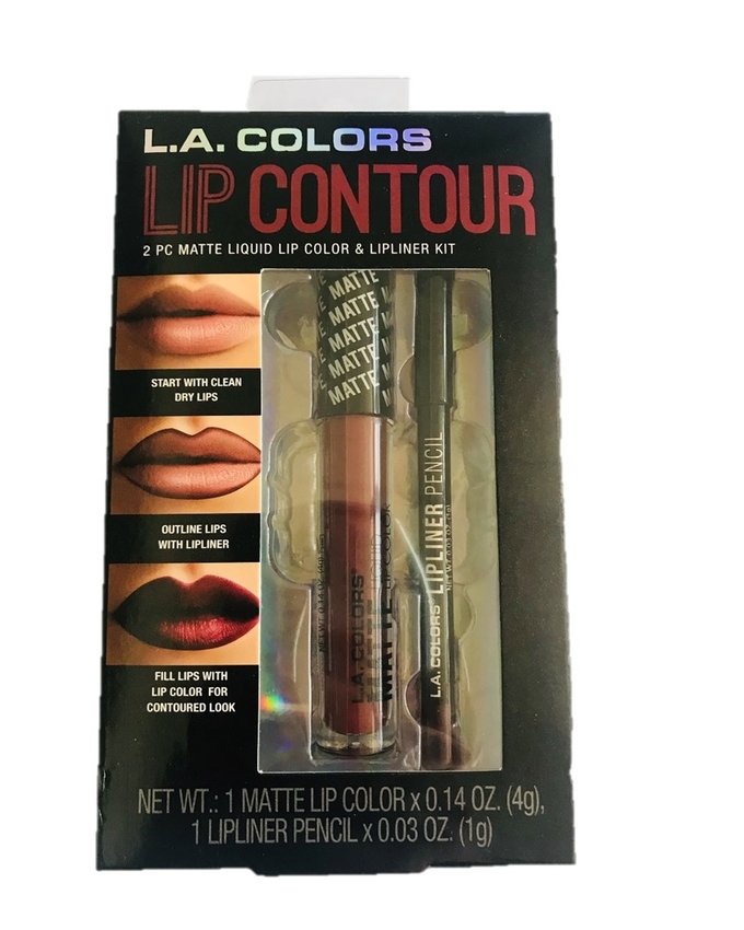 L.A Colors 2 pc Matte Liquid Lip Color &amp; Lipliner Kit - Oxblood
