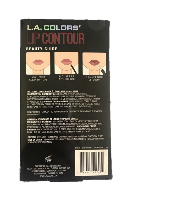 L.A Colors 2 pc Matte Liquid Lip Color &amp; Lipliner Kit - Oxblood