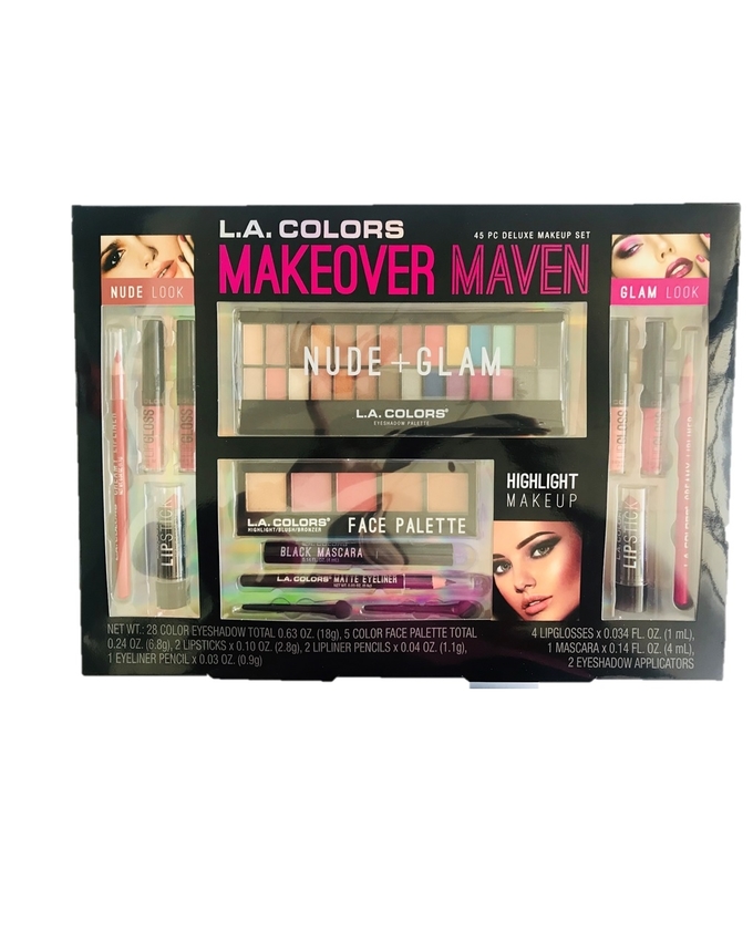 L.A Colors 45 Pc Makeover Maven Deluxe Makeup Set, Nude + Glam