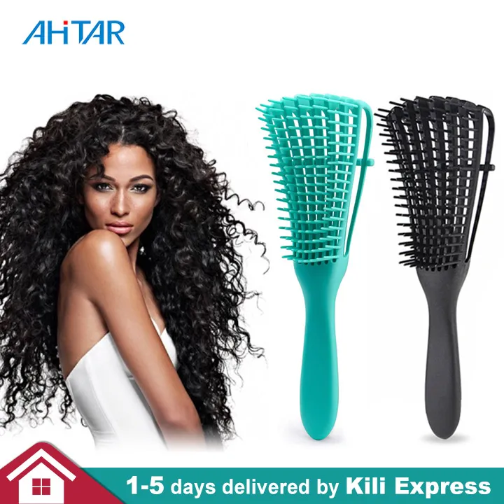 1PC Detangling Brush Best for Hair Textured 3a to 4c Detangler Comb Wet Dry  Oil Wavy Curly AHITAR BLACK