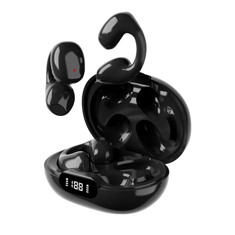 One factory  2023 New TWS Wireless Bluetooth 5.3 Bone Conduction Earphones Ear clip Ear Earring Design Touch Control LED Earbuds Sports Earphones